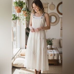 White Overall Dress